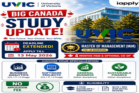 Canada Study Alert: UVic MiM | Apply by 13 May 2026 | No Application Fee