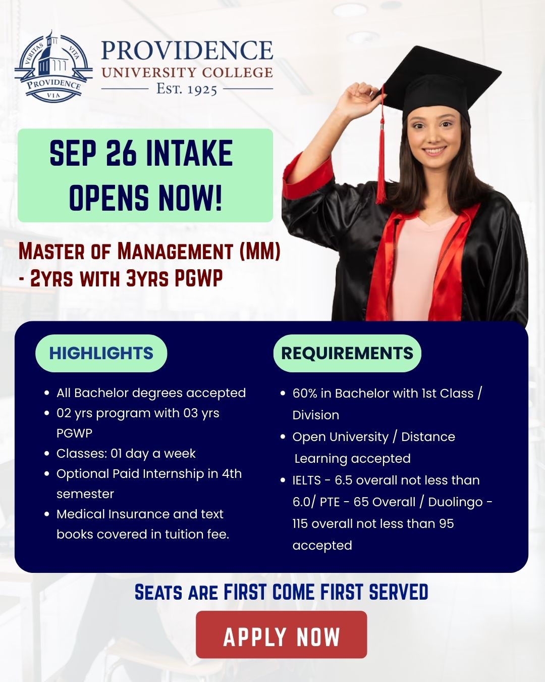 PROVIDENCE UNIVERSITY, Winnipeg, Manitoba   NOW OPEN for MM Program- SEP 2026 INTAKE