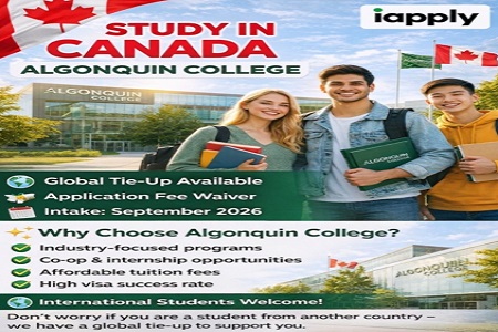 Study in Canada � Algonquin College | September 2026 Intake | Global Tie-Up Available | Application Fee Waiver