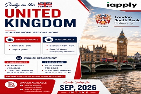 Study in the UK  | London South Bank University | Sep 2026 Intake Open