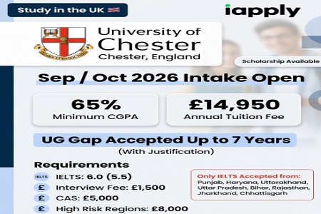 Study in the UK � Sep/Oct 2026 Intake Open | Limited Seats - University of Chester, England