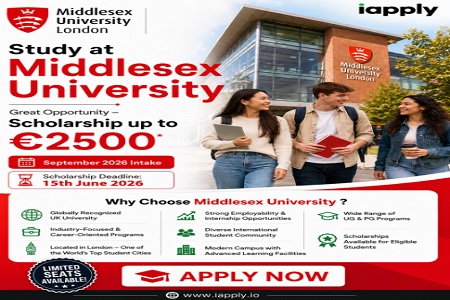 Study in UK - Study at Middlesex University London � Scholarship up to �2500 - September 2026