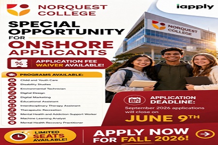 Special Opportunity for Onshore Applicants - NorQuest College | Application Fee Waiver for Fall 2026