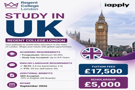 UK Admission Alert: Regent College London with �5,000 Scholarship