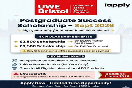 University of the West of England Bristol � Postgraduate Success Scholarship | Sept 2026 Intake